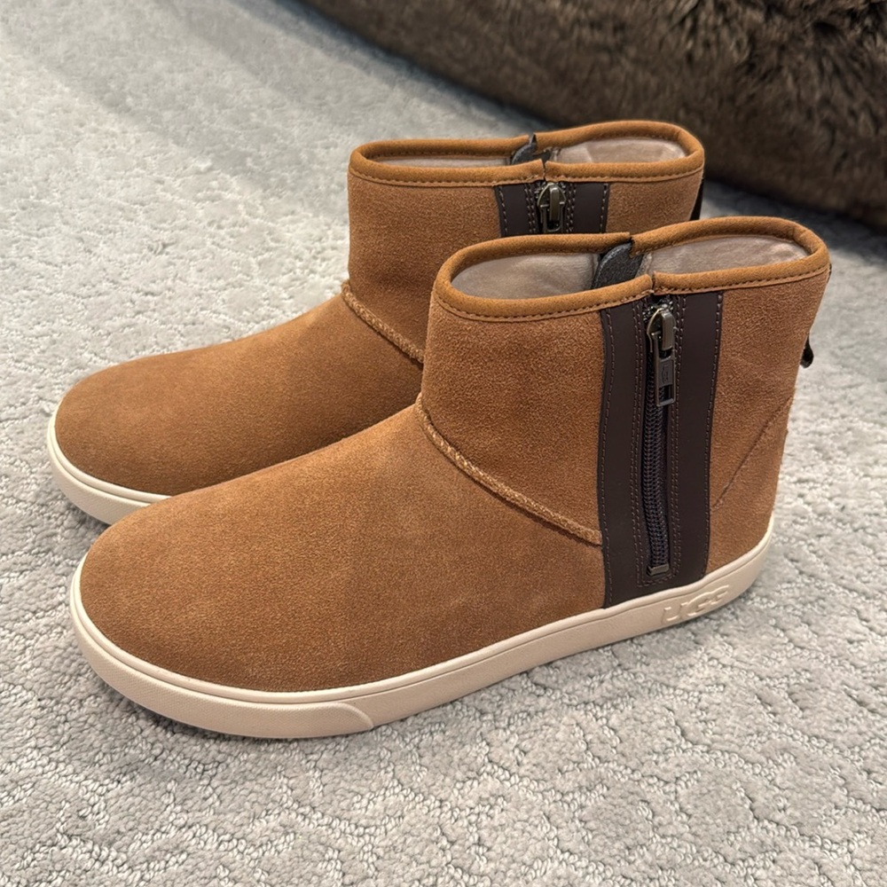 UGG Kids Chestnut Suede Zip-Detail Ankle Boots